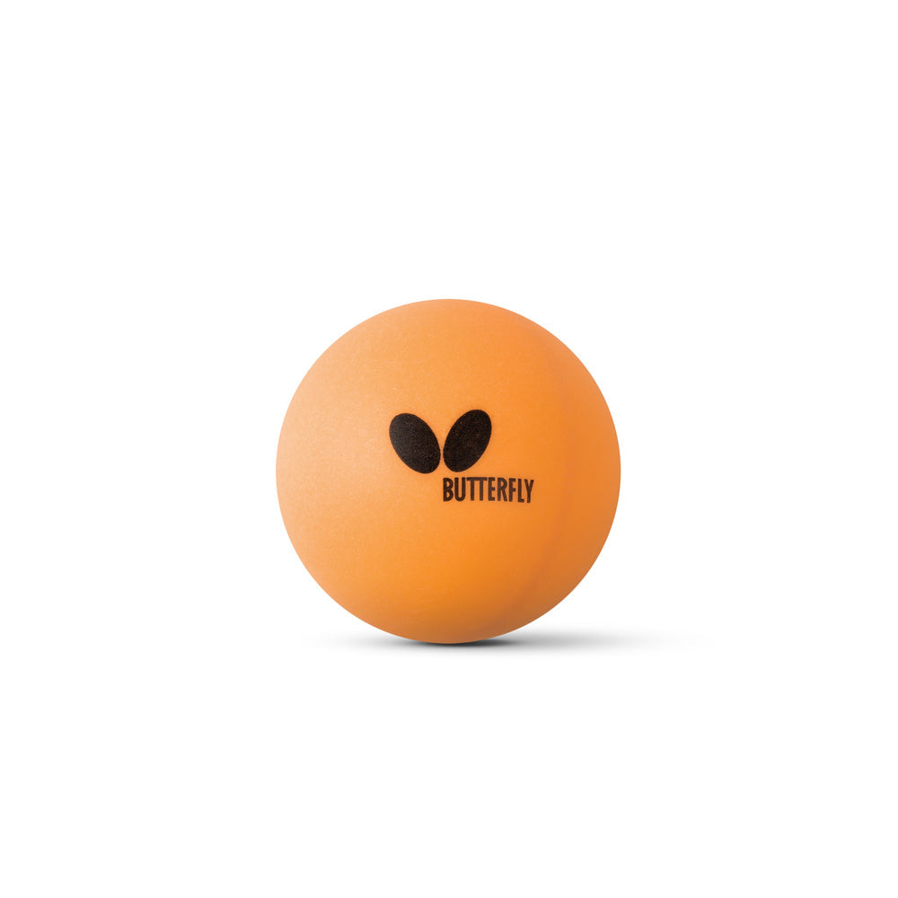Oranger Butterfly Coloured Tischtennisball mit schwarzem Butterfly-Logo