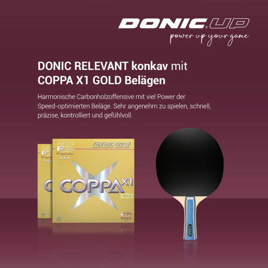 DONIC UP Relevant with Coppa X1 Gold DONIC UP Relevant with Coppa X1 Gold