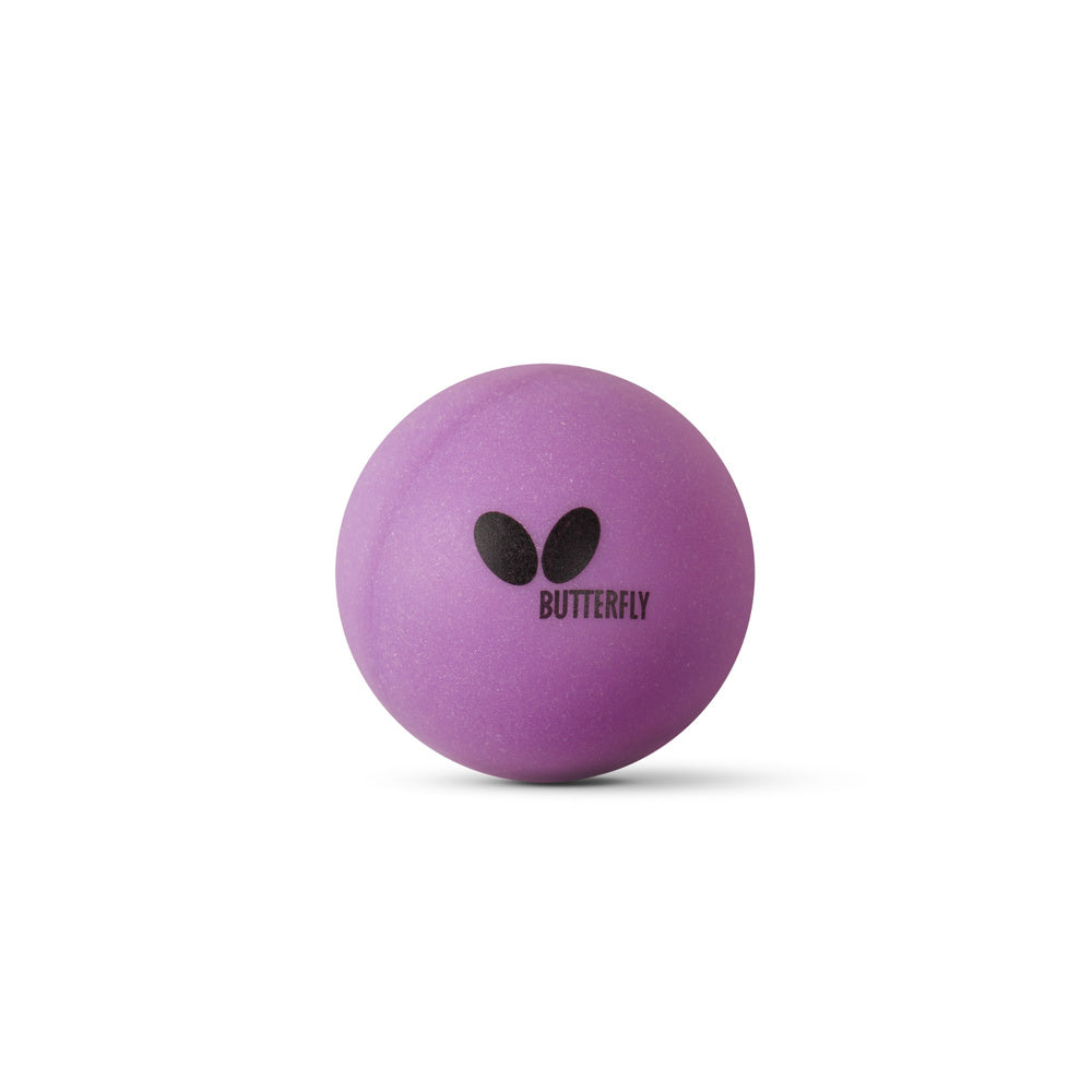 Violetter Butterfly Coloured Tischtennisball mit schwarzem Butterfly-Logo