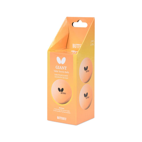 Butterfly Giant Tischtennisbälle in der orange-gelben Verpackung, 2er-Pack mit 55 mm Durchmesser