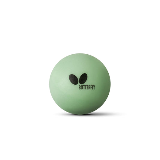 Hellgrüner Butterfly Glowing Tischtennisball mit schwarzem Butterfly-Logo