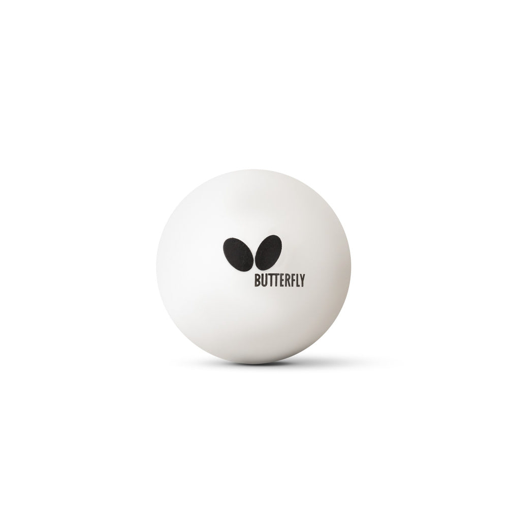 Weißer Butterfly Outdoor Tischtennisball mit schwarzem Butterfly-Logo