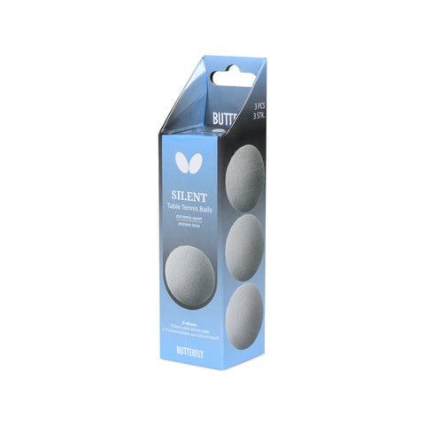 Butterfly Silent Tischtennisbälle im 3er-Pack mit blau-grauer Verpackung